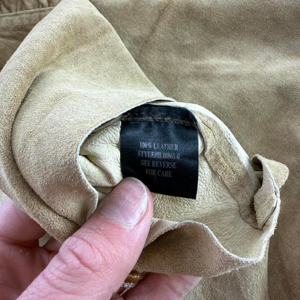 Arden B Deep V-Neck 100% Suede Leather Top Sz L Side Zipper Boho Y2k Western - Picture 7 of 8
